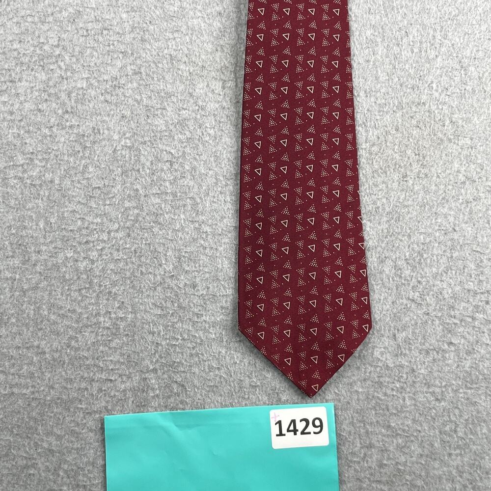Vintage Polo Ralph Lauren Neck Tie Burgundy Geometric Ailk Made In USA